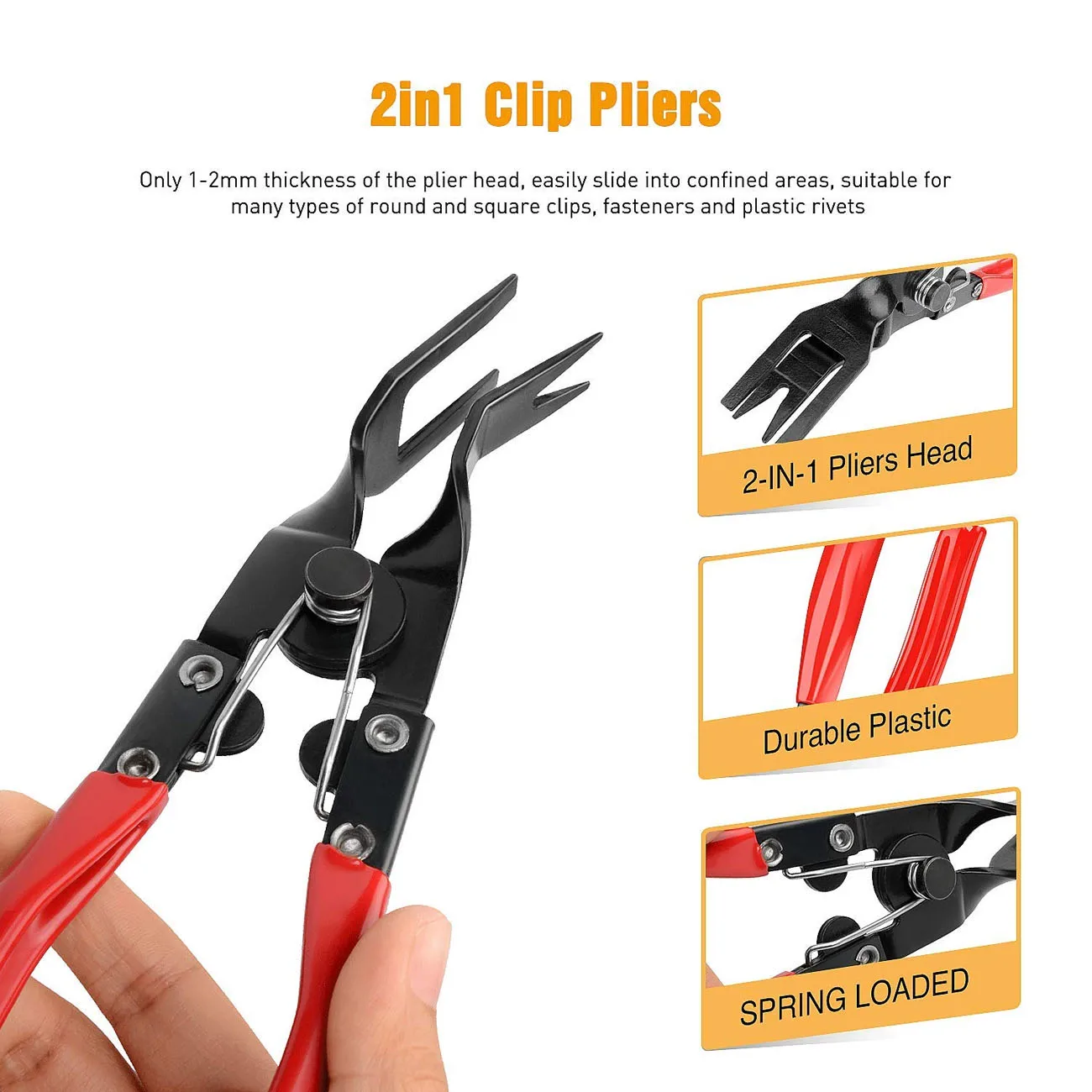 Trim Clip Removal Pliers | Headlight & Door Panel Tool | Plastic Rivet Disassembly Kit - Thumbnail 6