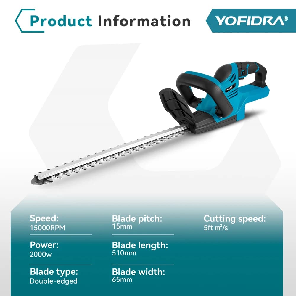 Professional Cordless Hedge Trimmer | 2000W Power | Compatible with Makita Batteries - Thumbnail 2