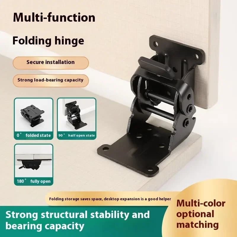 Cabinet Hinge with Lock | Self-Locking Folding Table Leg | Bedside Shelf Hardware - Thumbnail 2