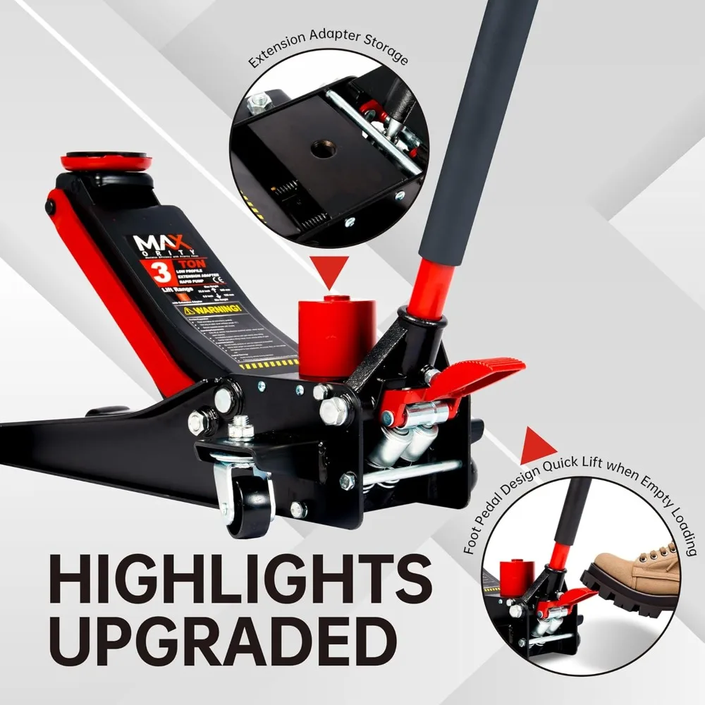 3-Ton Low-Profile Racing Jack | Dual-Piston Hydraulic Lift | Heavy-Duty Steel Construction - Thumbnail 6