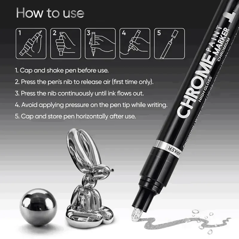 Reflective Paint Marker | 2mm Chrome & Silver Ink | Permanent Model Touch-Up Pen - Thumbnail 4