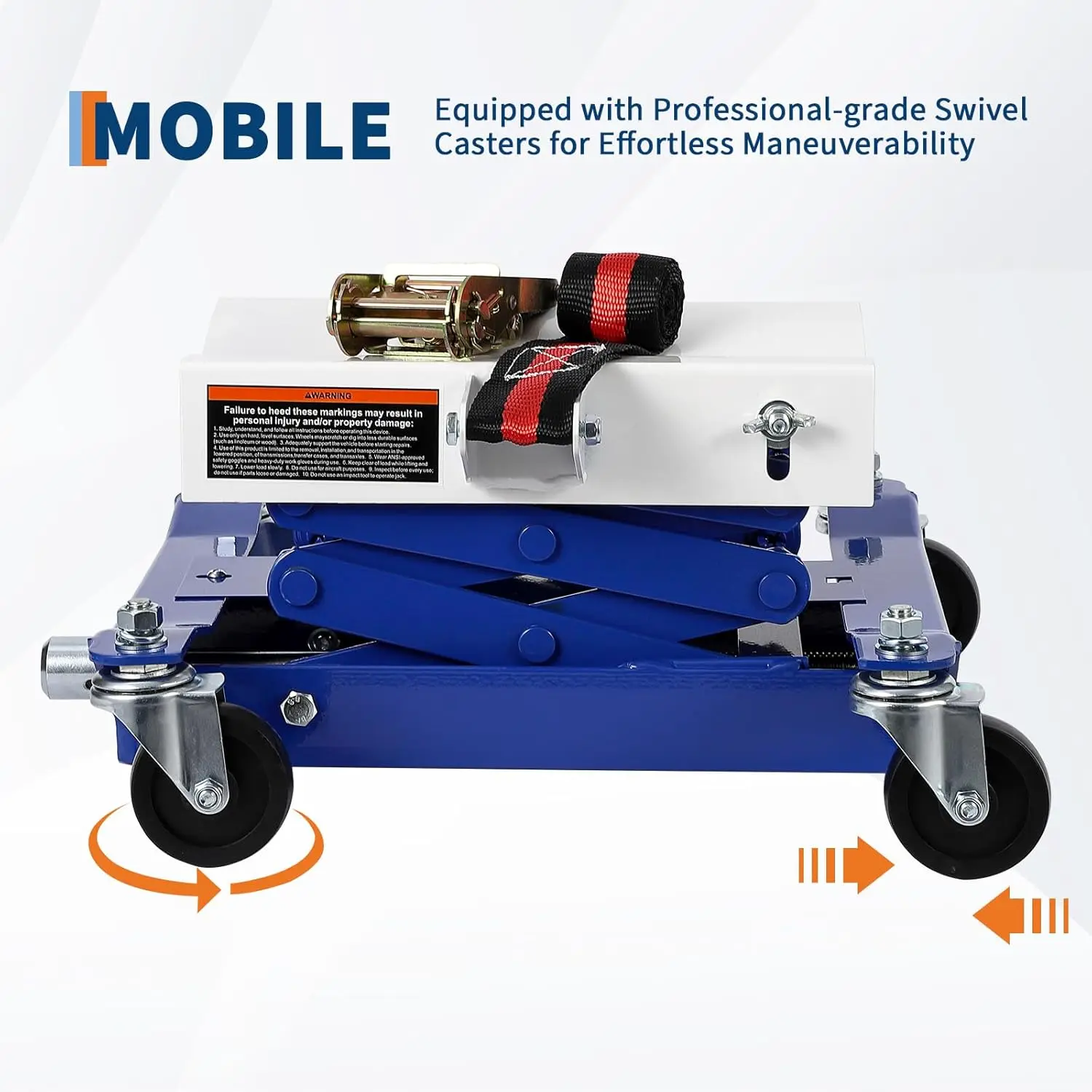 450lb Hydraulic Transmission Jack | Low-Profile Design with Safety Straps for Auto Repair - Thumbnail 6
