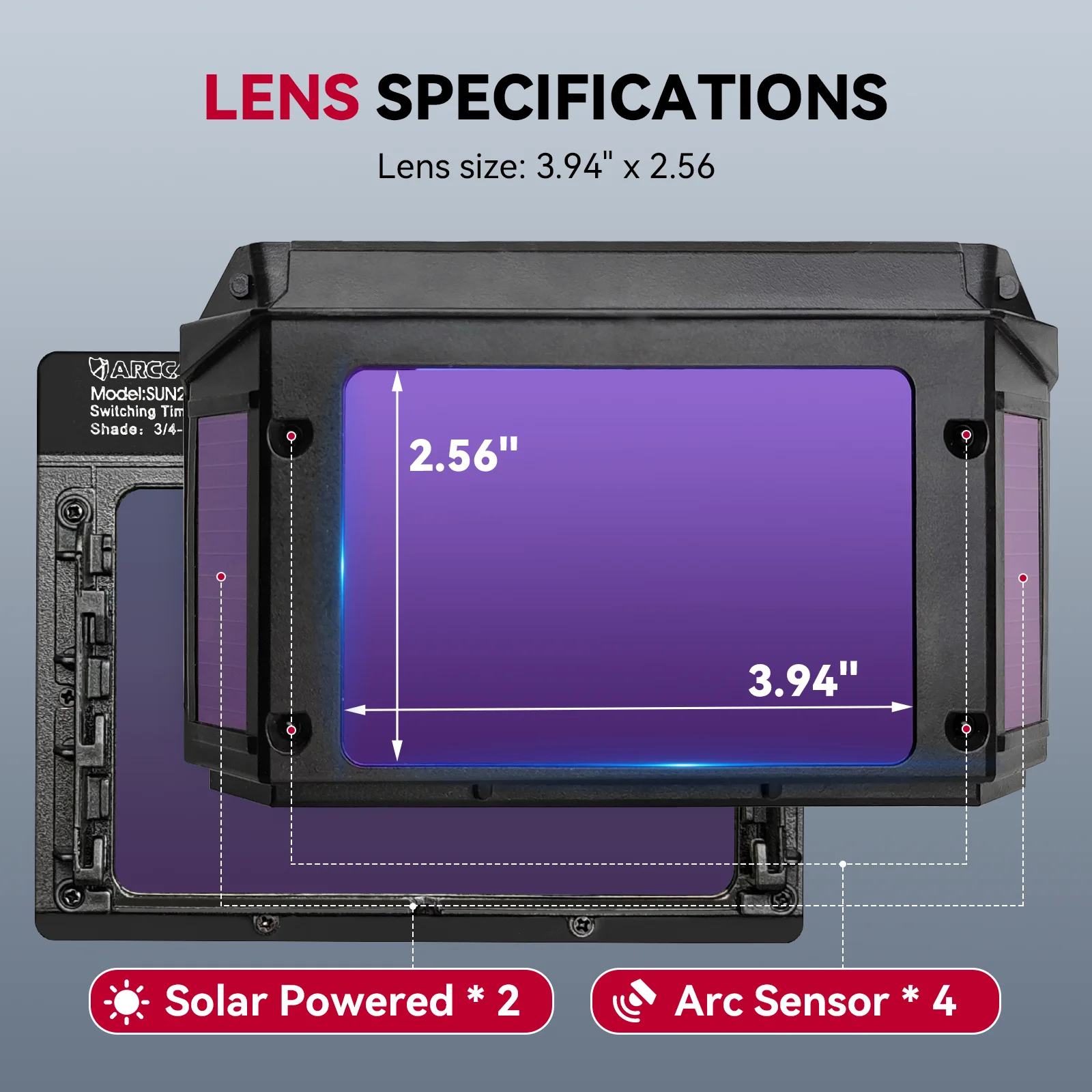 Auto-Darkening Welding Helmet | True-Color Large View Lens | Solar-Powered Flip-Up Design - Thumbnail 4
