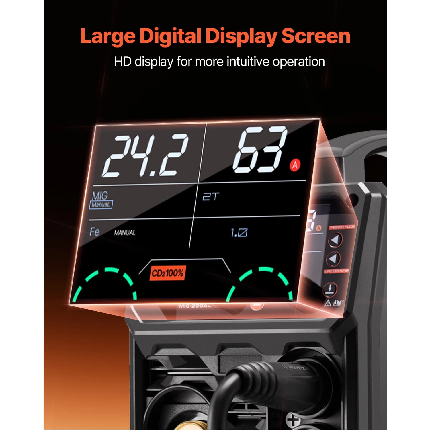 200A Multi-Process Welder | MIG, TIG, Stick & Flux Core | LCD Digital Control - Thumbnail 5