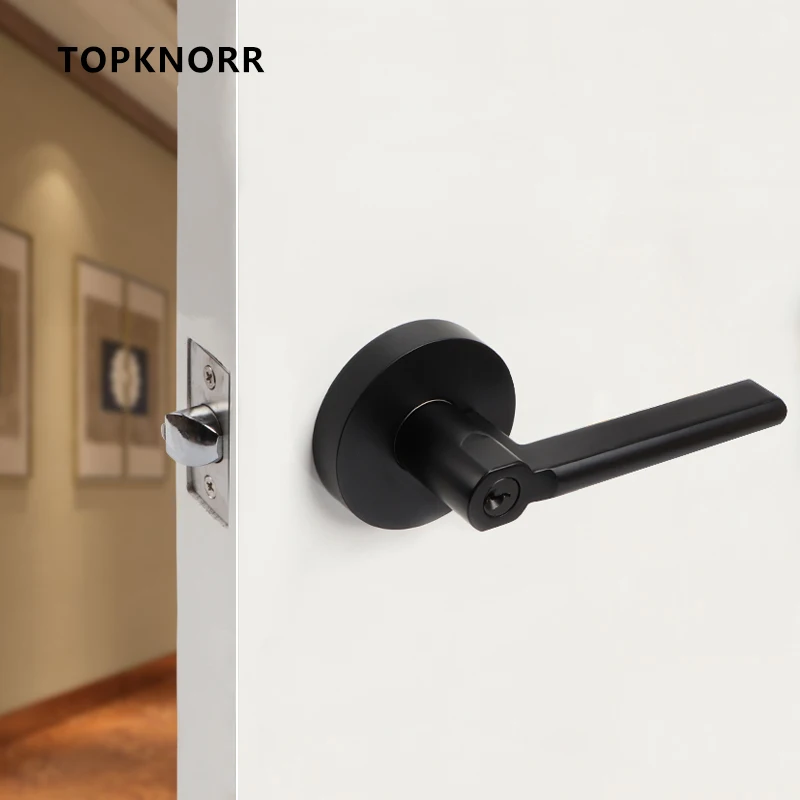 Bedroom Door Lock | Universal Household Toilet & Indoor Handle | Three-bar Spherical Round Lock - Thumbnail 3