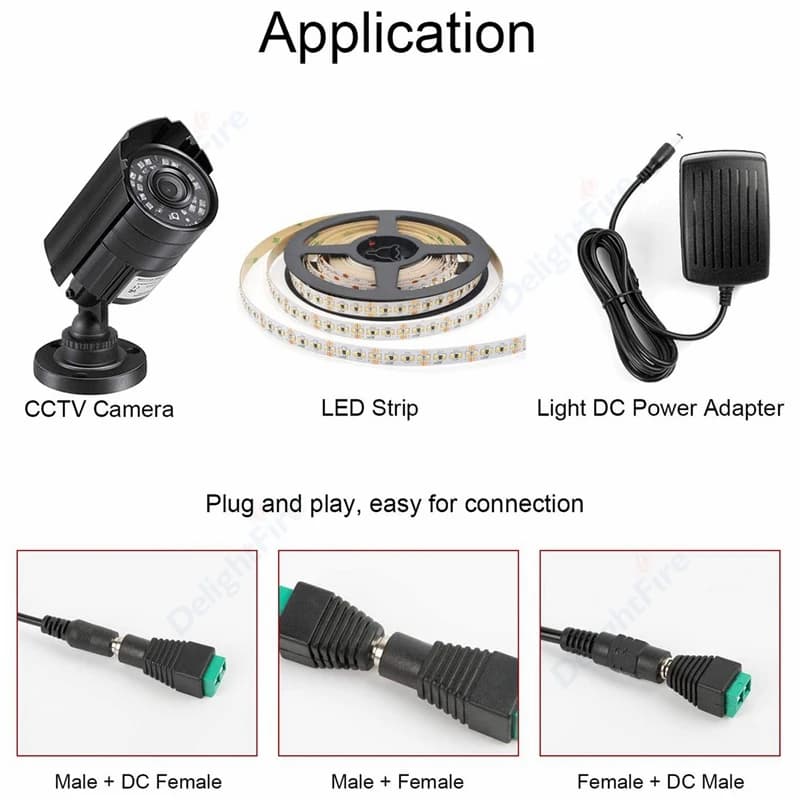 DC Power Connector | 5V/12V 5.5x2.1mm Barrel Jack | CCTV Camera & LED Strip Adapter - Thumbnail 4