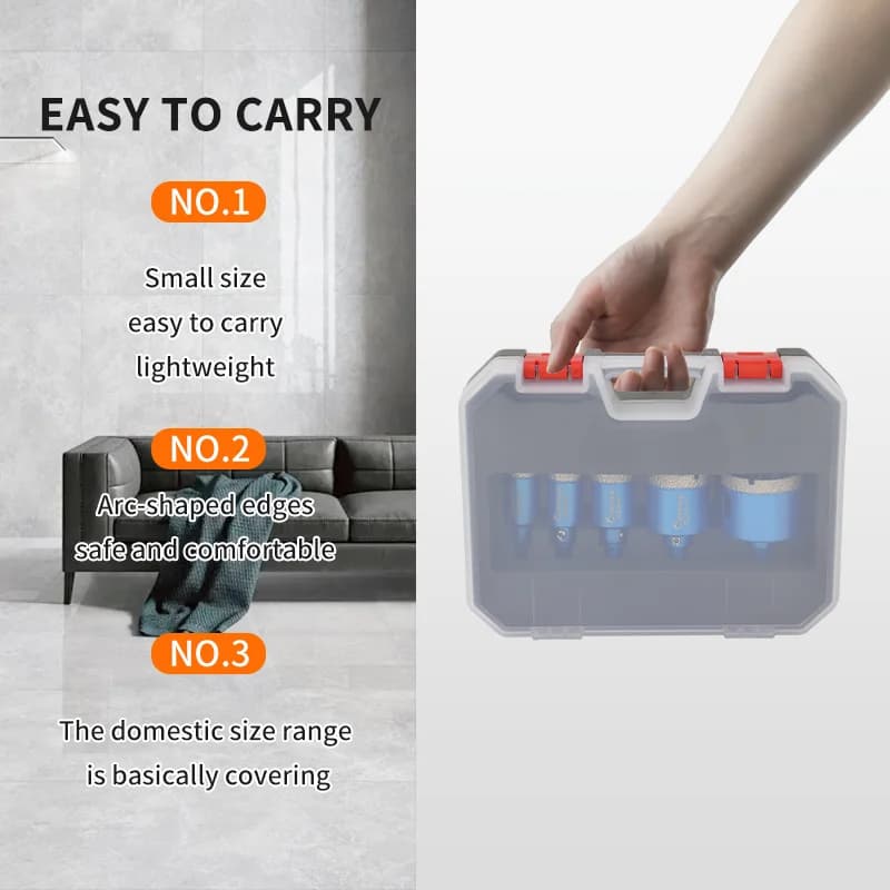 Diamond Drill Bit Set | 8-Piece for Tile, Glass & Stone | 6-45mm Hole Saws - Thumbnail 3