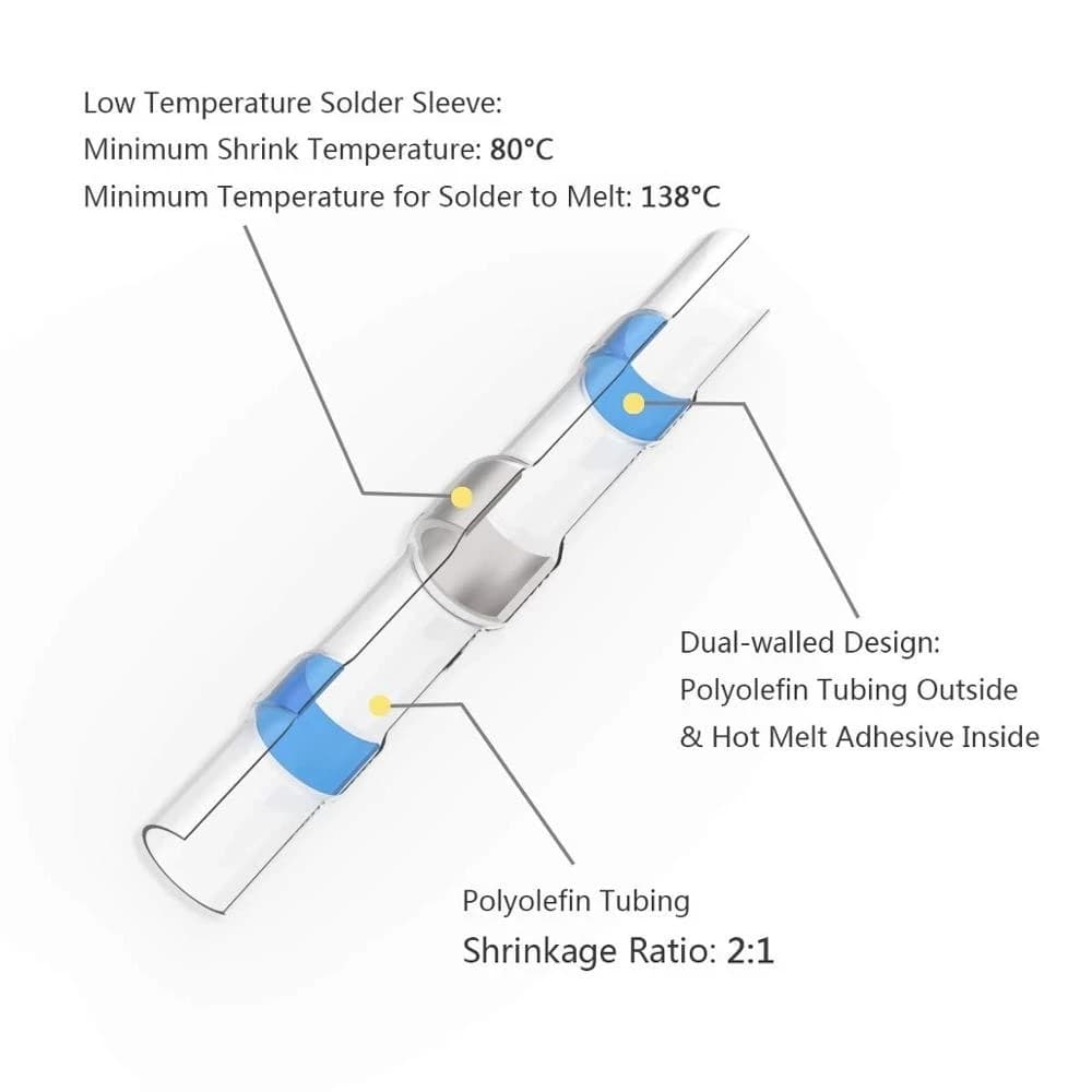 Heat Shrink Wire Connectors | Waterproof Solder Seal Splice | AWG 22-18 Gauge - Thumbnail 2
