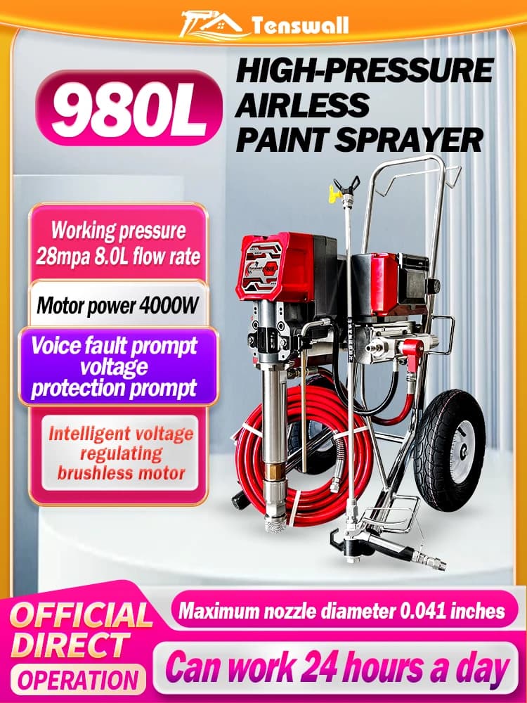 Heavy-Duty Airless Paint Sprayer | 4000W 8.0L Flow Rate | Indoor & Outdoor Wall Spraying Machine - Thumbnail 5