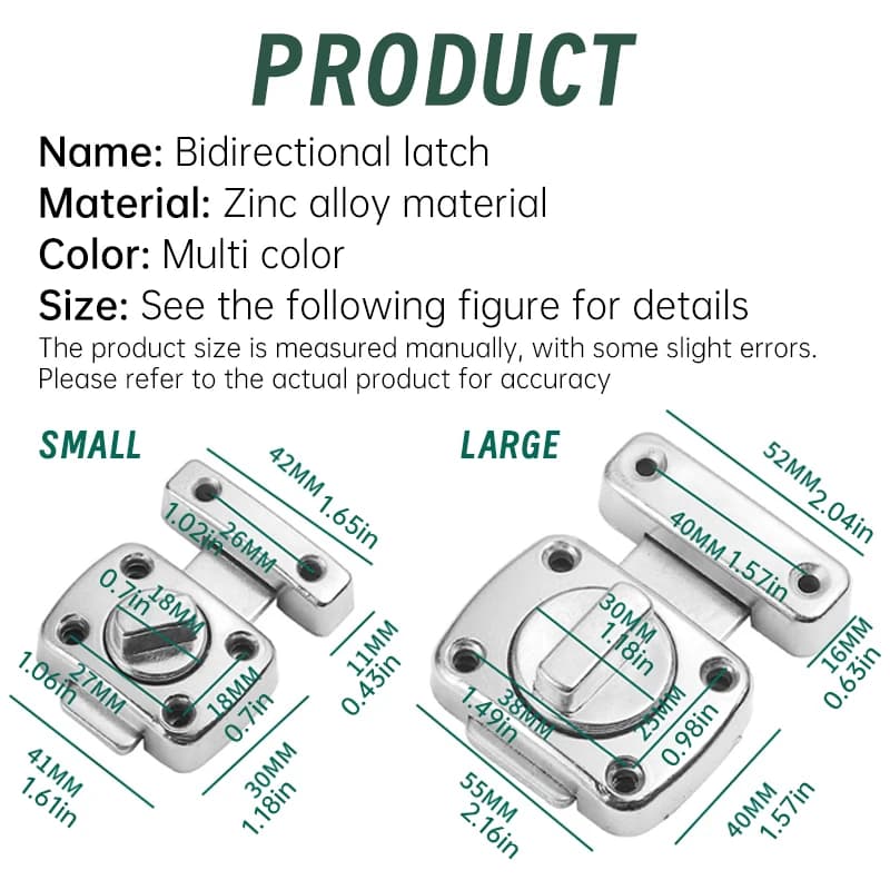 Barrel Door Lock | Twist Slide Security Latch | For Bathroom, Toilet & Gate Bolt Lock - Thumbnail 2