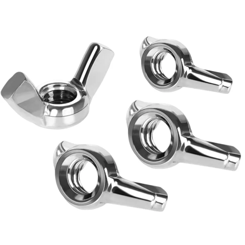 304 stainless steel wing nuts in sizes M3 to M12, designed for hand-tightening applications, conforming to DIN315 standards.