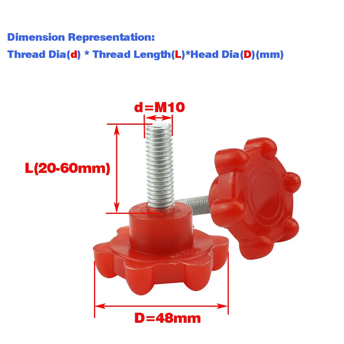Plum Blossom Hand Screw | M8 M10 Quick Release Adjustment | Manual Plastic Star Handle - Thumbnail 2