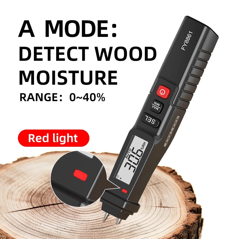Digital Moisture Meter for Wood & Building Materials | LCD Display | Model FY8861 - Thumbnail 2