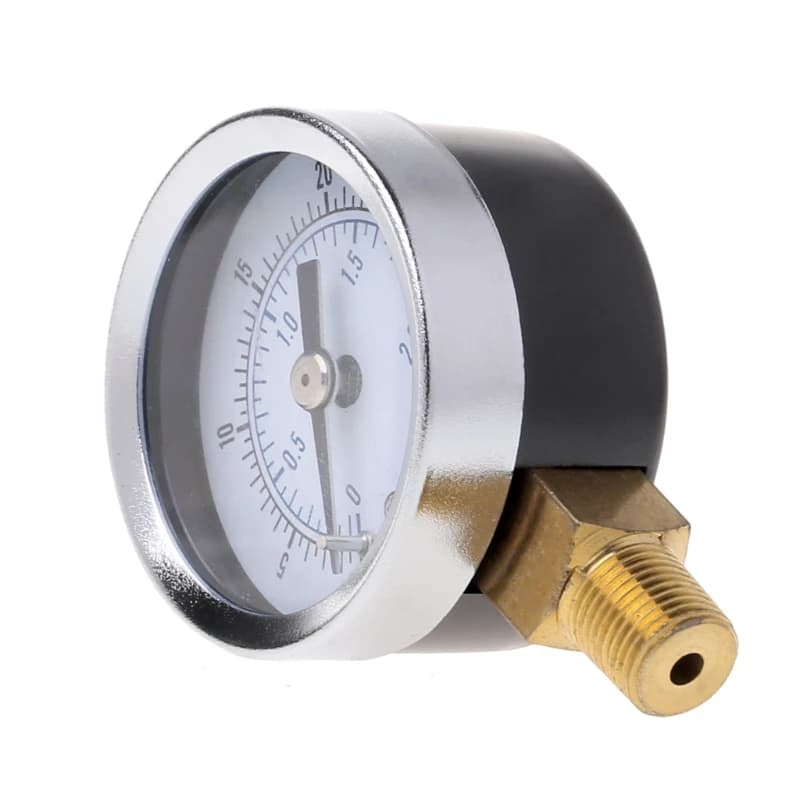 Utility Pressure Gauge with a 0-30 psi and 0-2 bar dual scale, featuring a 1/8 inch NPT connection for low pressure hydraulic systems.