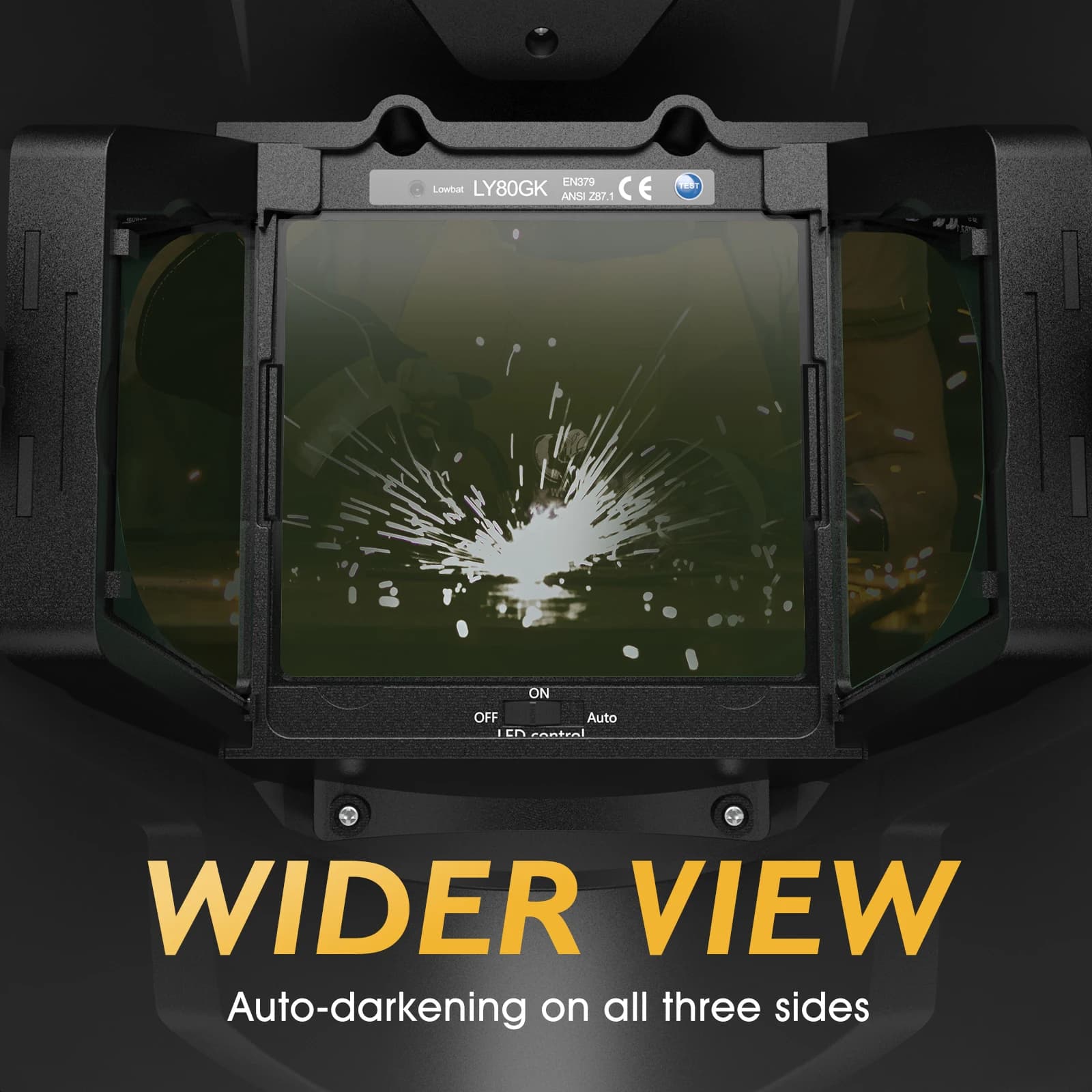 Auto-Darkening Welding Helmet | Rechargeable Battery | TIG MIG CUT Grind Protection - Thumbnail 3