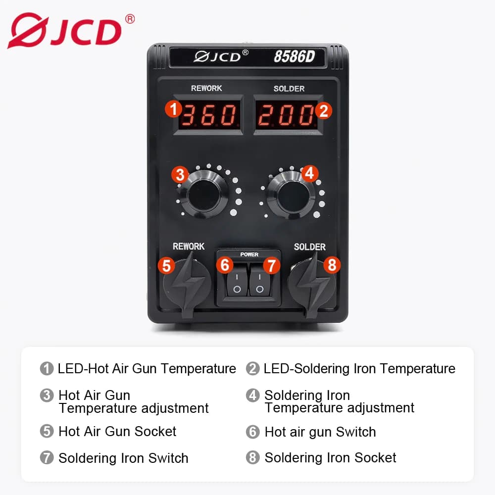 Soldering Rework Station | Hot Air Gun & Soldering Iron | LCD Digital Display 750W - Thumbnail 2