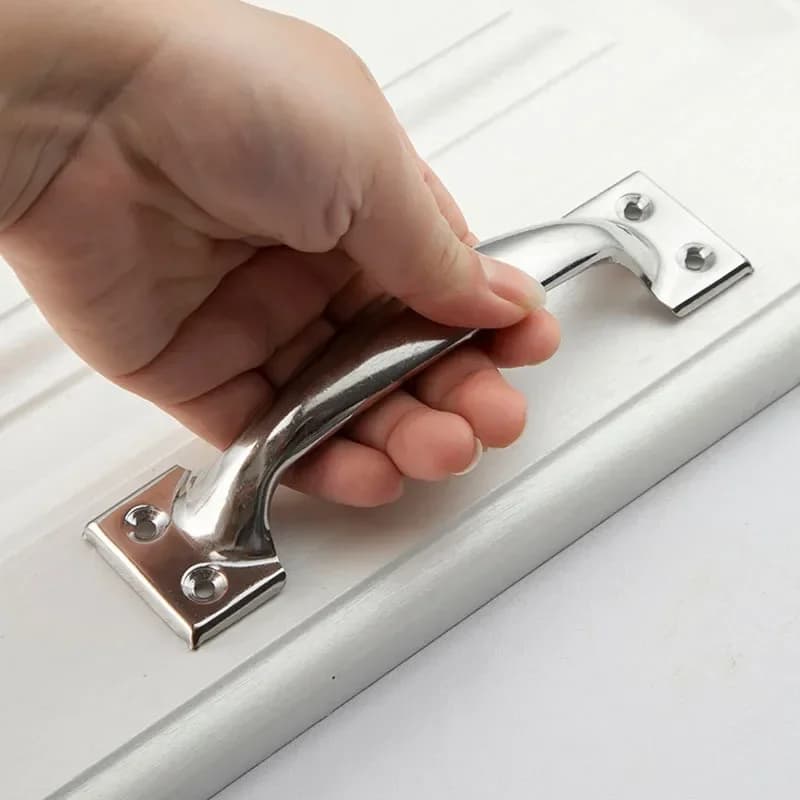 Cabinet Pulls | Bow-Shaped Metal Iron Handles | For Wardrobe, Garage & Shed Doors - Thumbnail 5