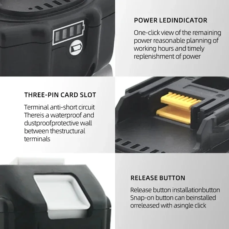 100% Original Makita 18V 5.0Ah 6.0Ah 9.0Ah Rechargeable Battery ,For Makita Power Tools Battery+charger+electric drill - Thumbnail 3