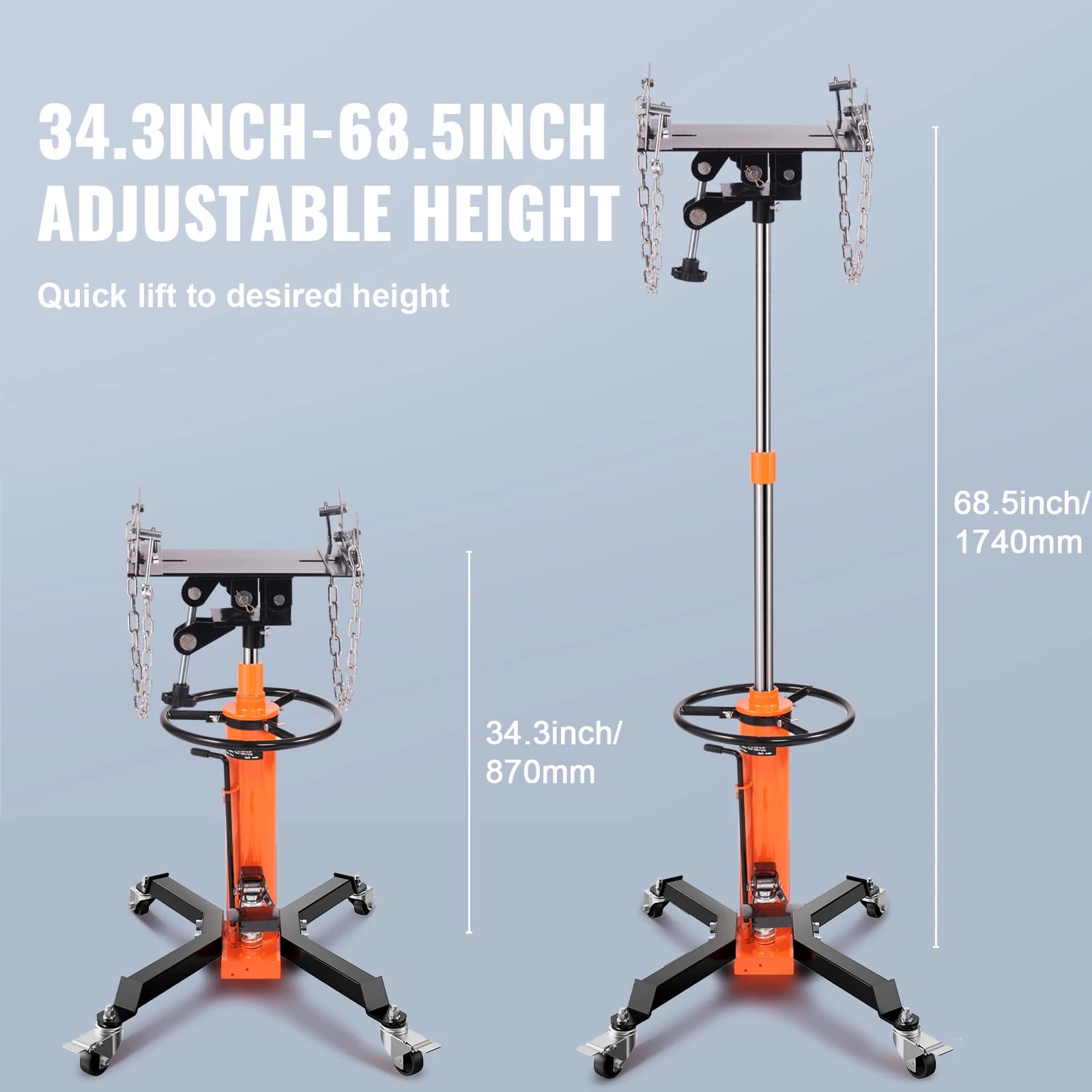 Hydraulic Transmission Jack | 1322 lb Capacity | Telescoping Lift for Auto Repair - Thumbnail 3