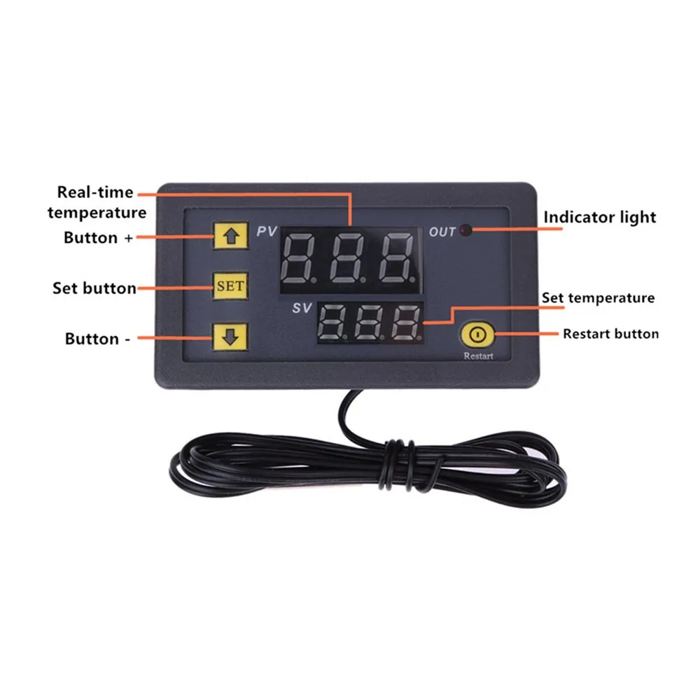 Digital Thermostat | W3230 Controller for Heating & Cooling Systems | 12V/24V/220V - Thumbnail 2