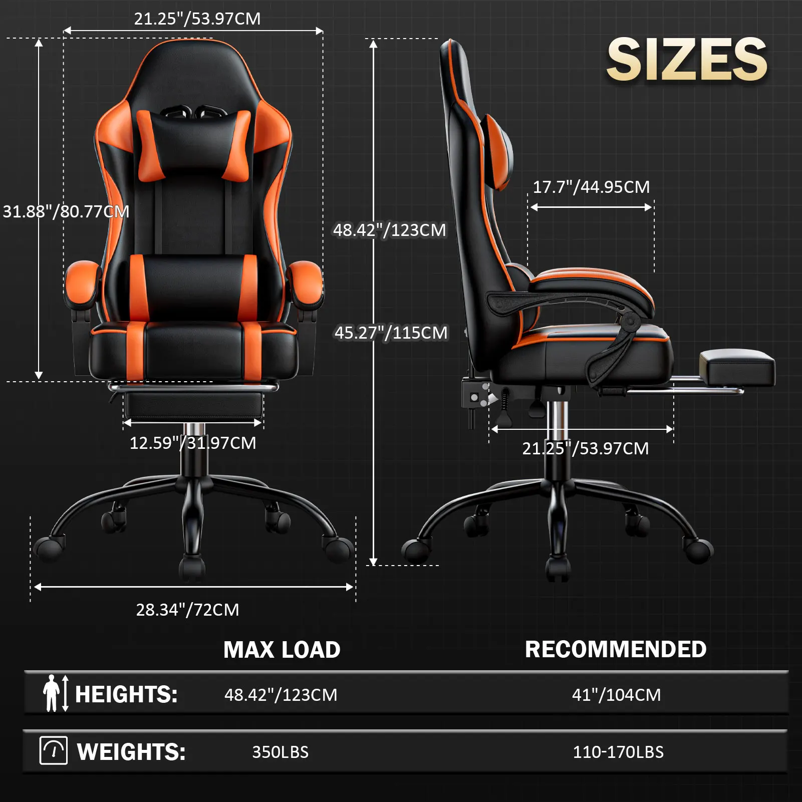 Gamer Chair | PU Leather Video Game Chair for Adults | Office Desk Chair with Footrest - Thumbnail 4
