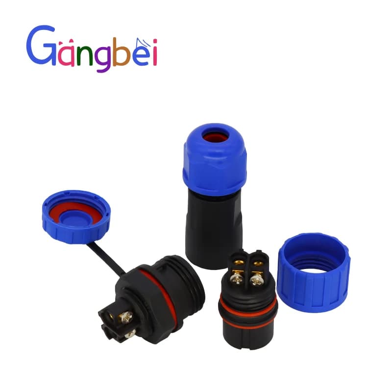 Waterproof Connector Plug | 2-4 Pin Screw Crimping | with Back Nut & Docking Flange - Thumbnail 2