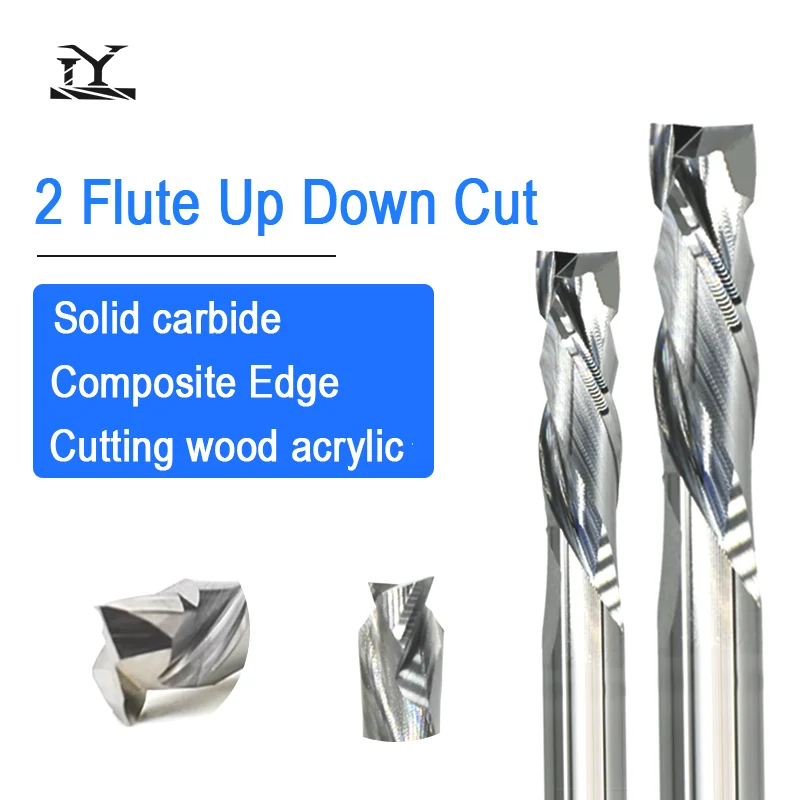 Compression Router Bits | 5pcs K30 Carbide | Up/Down Cut for Plywood & MDF - Thumbnail 2