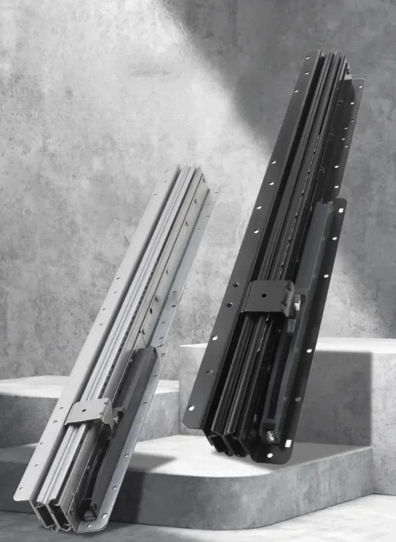 2025 Newest 24 Inch Upgraded Stair Slide Rail with Damping Buffer Bottom 16 Inch Heavy-duty Support Bottom Three Section Tracks - Image 1
