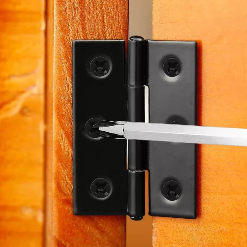 Black Butt Hinges | Stainless Steel with Mounting Plate | Cabinet & Drawer Fixing Brackets - Thumbnail 6