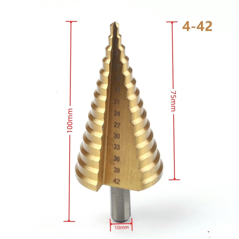 Step Drill Bit Set | HSS Titanium Coated | 4-42mm Multi-Material Hole Cutter - Thumbnail 4