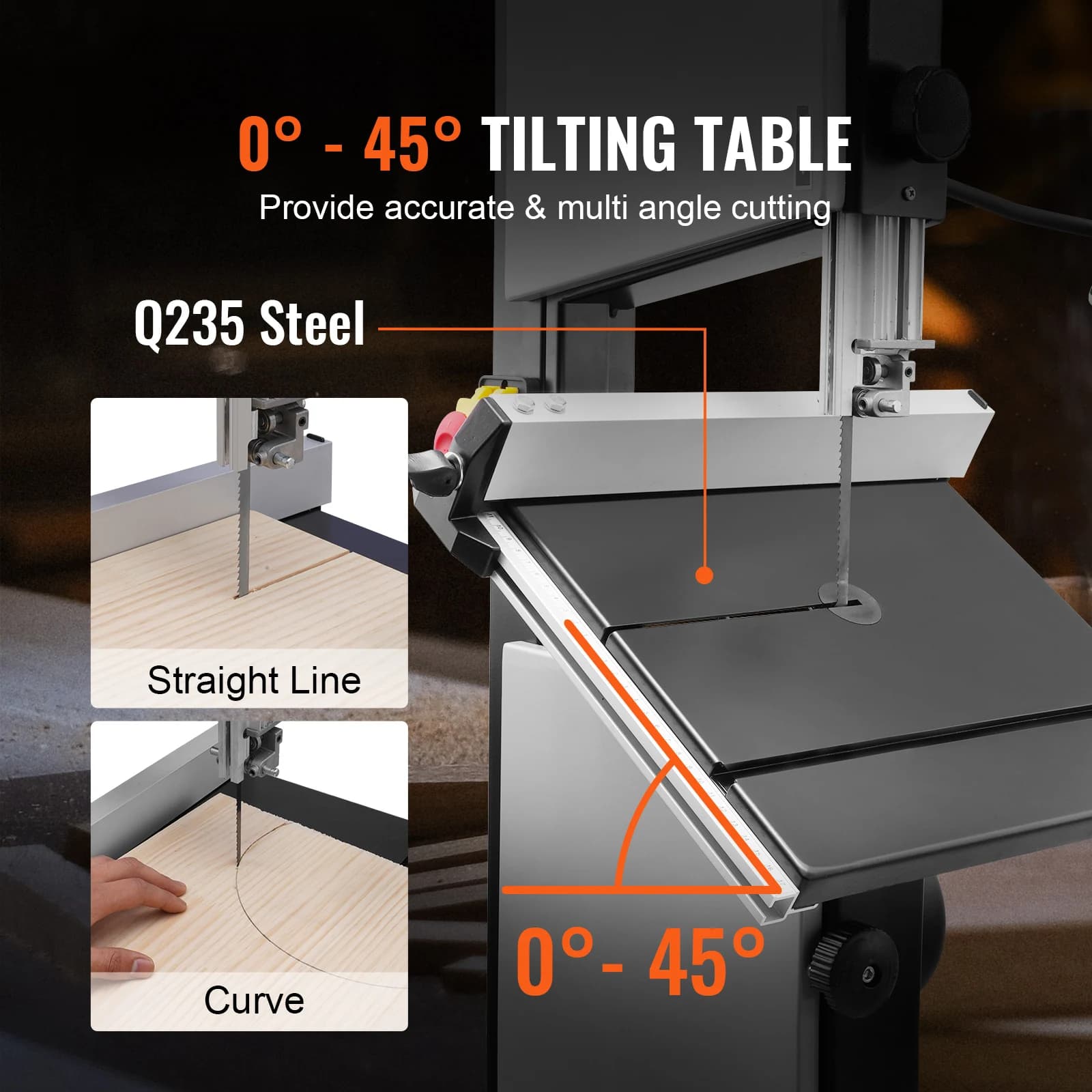 Benchtop Bandsaw | 10/14-Inch Wood & Metal Cutting | 2-Speed Motor with LED Work Light - Thumbnail 6