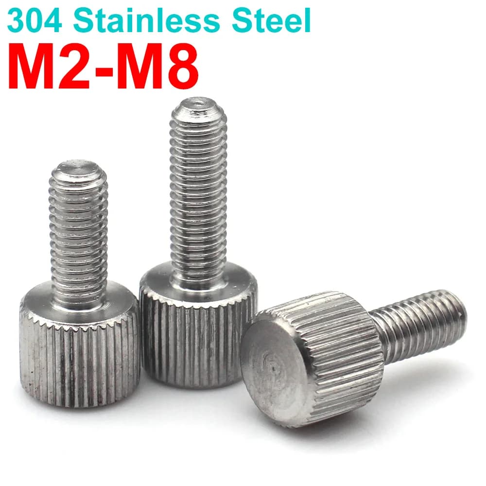 M3-M8 Knurled Thumb Screws | 304 Stainless Steel | Hand-Tighten Grip Bolts - Thumbnail 2