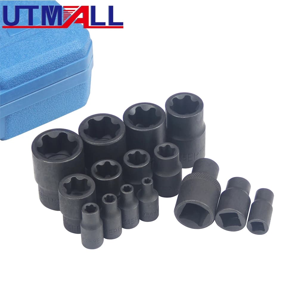 Battery Screw Remover Kit | 15Pc EP Five Teeth Wrench Set | EP4-EP24 E-Shaped Sockets - Thumbnail 5