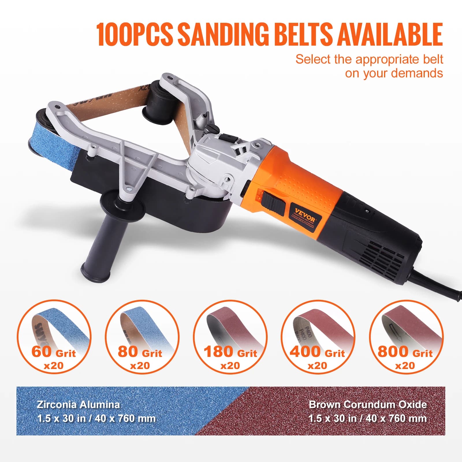 Tube Polisher Sander | 1000W Belt Sanding Machine 100-3200RPM | Rust Removal & Burnishing - Thumbnail 4