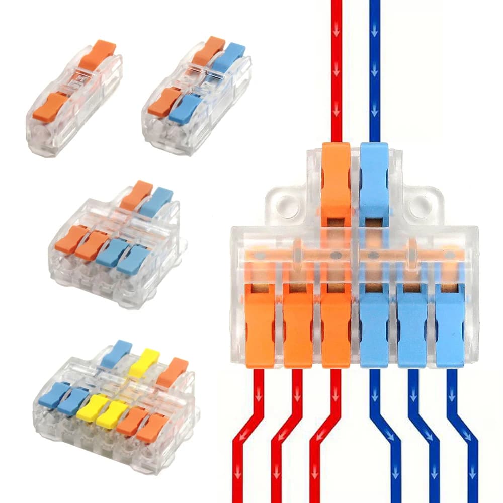 Lever Wire Connectors | 10-Pack Compact Terminal Blocks | Quick Push-In Electrical Splitters - Thumbnail 2