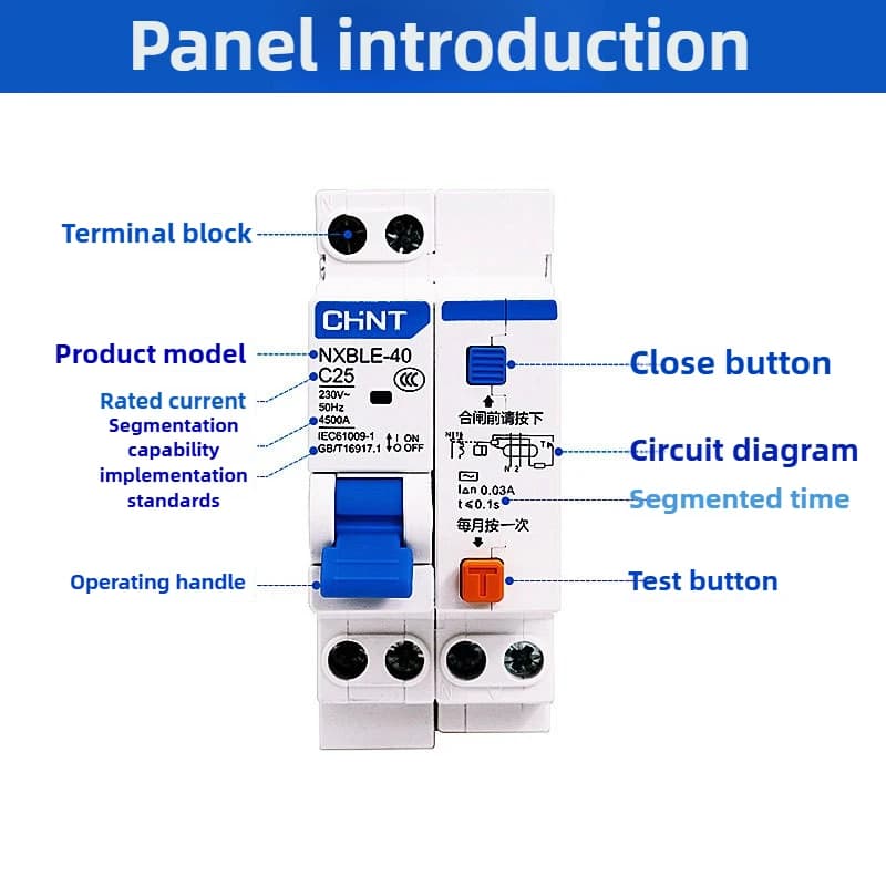 TPNL DPNL 230V 1P+N RCBO MCB Residual Current Circuit Breaker with Over and Short Current Leakage Protection 1P 40A - Thumbnail 2