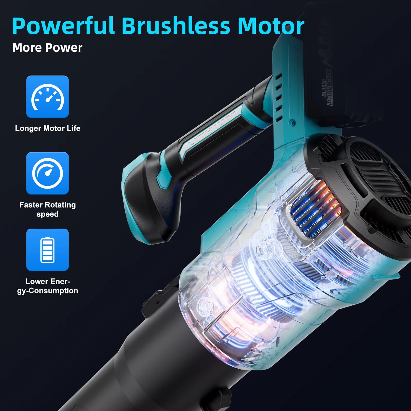 Makita 18V Cordless Leaf Blower | Brushless Motor | High-Velocity Yard Cleanup Tool - Thumbnail 4