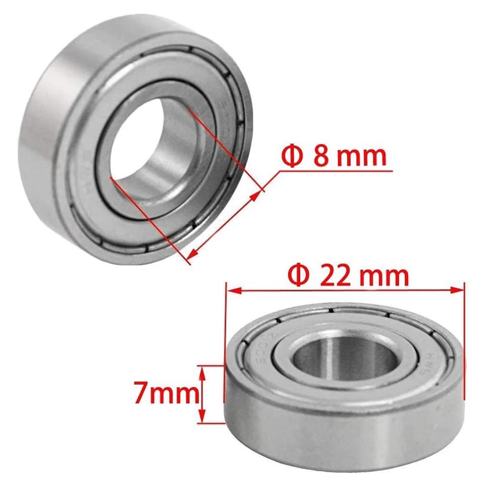 608ZZ Skateboard Ball Bearing | 10-Pack Double Shielded | For Inline Skates - Thumbnail 5