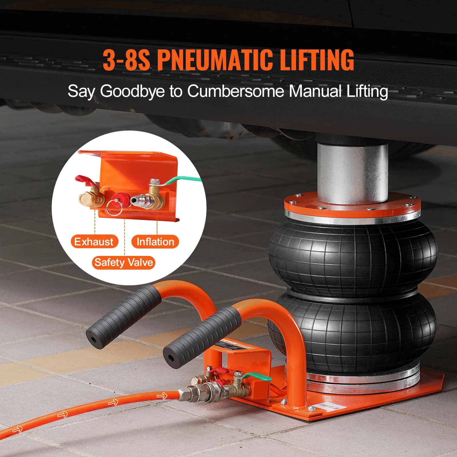 3-Ton Air Jack | 6-Column Heavy-Duty Lift for Sedans, SUVs & Trucks | Thick Rubber Pad - Thumbnail 4