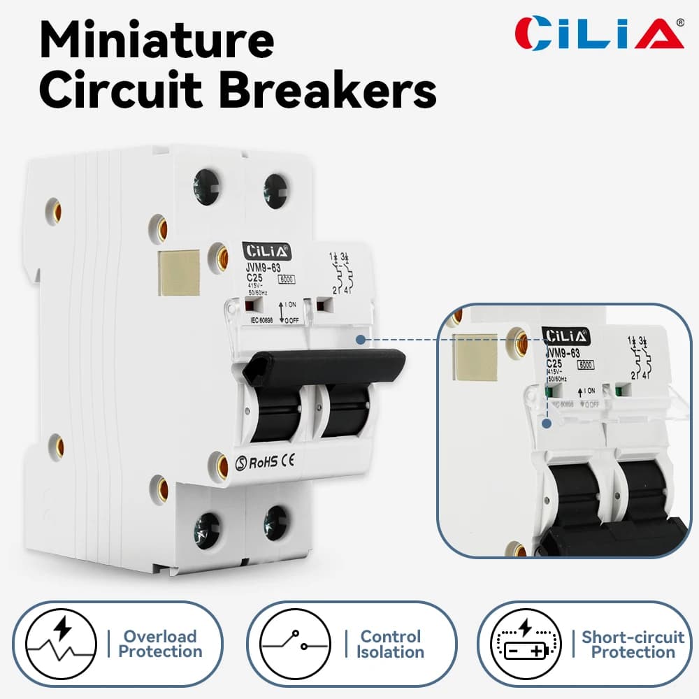 DIN Rail Miniature Circuit Breaker | 1P+N & 2P | 10-32A | 120/240V AC | CE Certified - Thumbnail 4