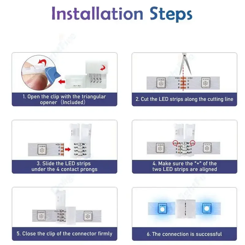 LED Strip Connectors | Gapless Solderless Extension for 5050 & 2835 SMD Strips - Thumbnail 5