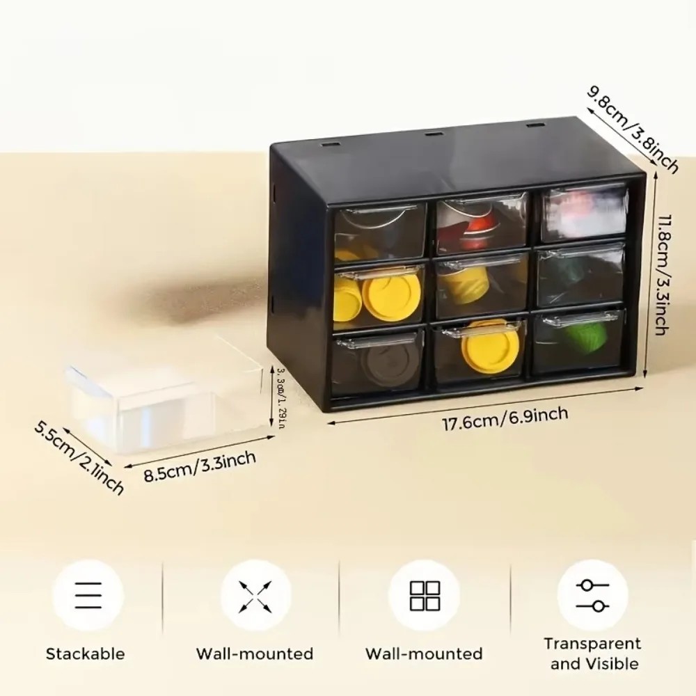 PVC Drawer Organizer | 9-Grid Dustproof Storage Box | Jewelry & Cosmetics Container - Thumbnail 3