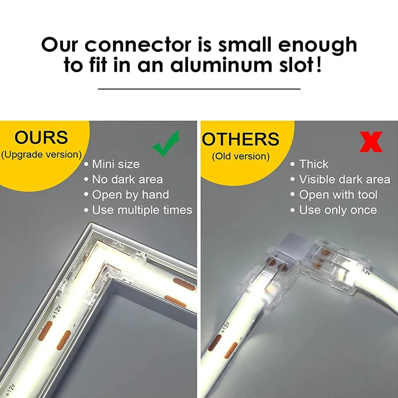 Solderless Corner Connector for 2-Pin COB LED Strips | 8mm & 10mm L-Shape - Thumbnail 4