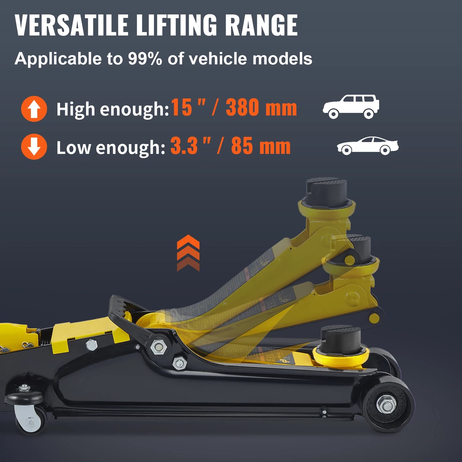Low-Profile Floor Jack | 2.5-Ton Heavy-Duty Lift | Hydraulic Piston Pump for Racing & Garage - Thumbnail 4