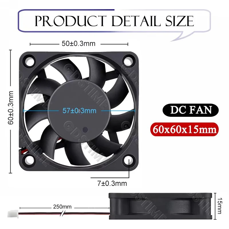 High-Performance 60mm PC Cooling Fan | 12V/24V Brushless DC | Ultra-Quiet CPU & Equipment Cooler - Thumbnail 5