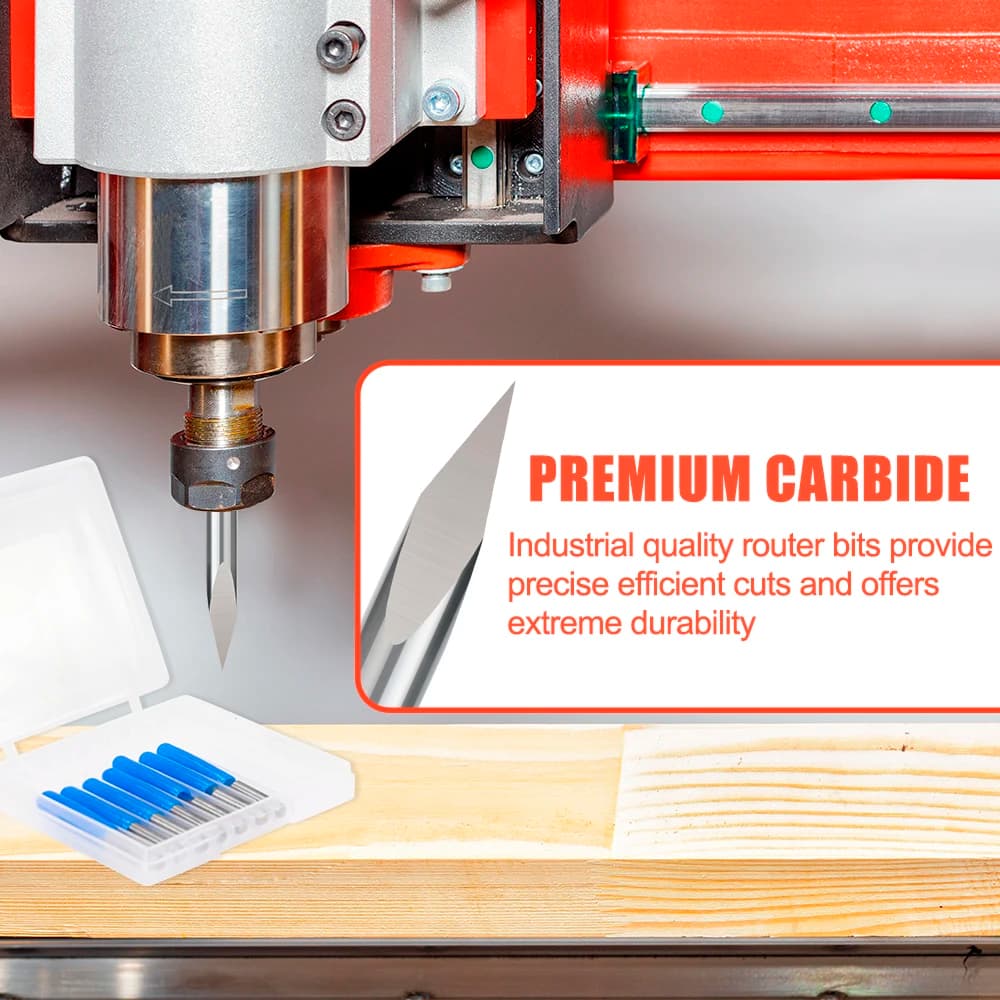 3D Pyramid Engraving Bits | 20-90 Degree Tip Angles | 6mm Shank CNC Milling Cutter Set - Thumbnail 4