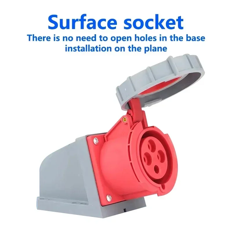 Heavy-Duty Waterproof Electrical Connector | 16A/32A Industrial Plug Socket | IP67 Rated Wall Mount - Thumbnail 5