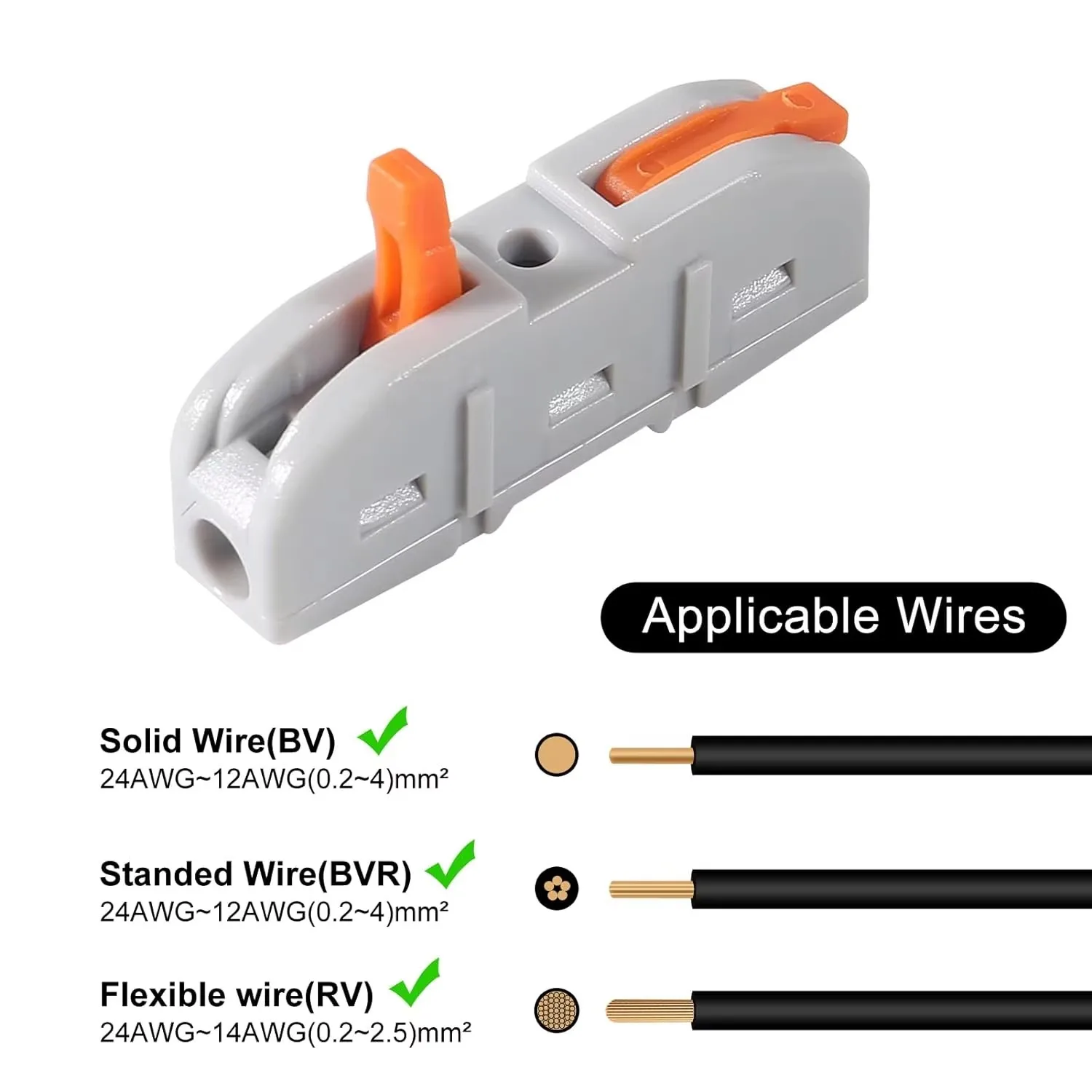 Lever-Action Wire Connectors | 20, 34, or 50-Piece Kit | Quick-Splice Electrical Terminals - Thumbnail 4