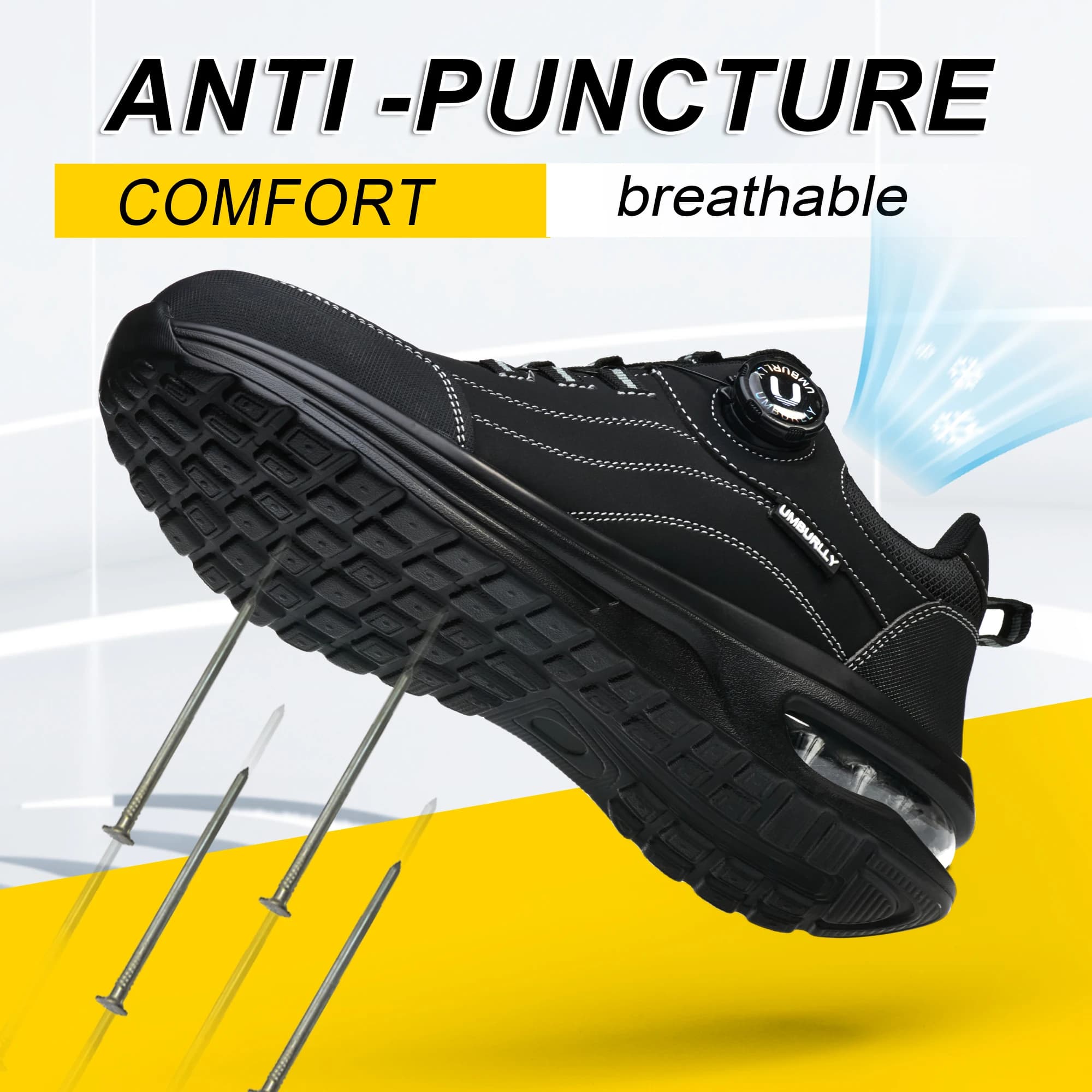 Construction Shoes | Steel Toe Kevlar Midsole & Air Cushion | Men's Safety Work Boots - Thumbnail 5