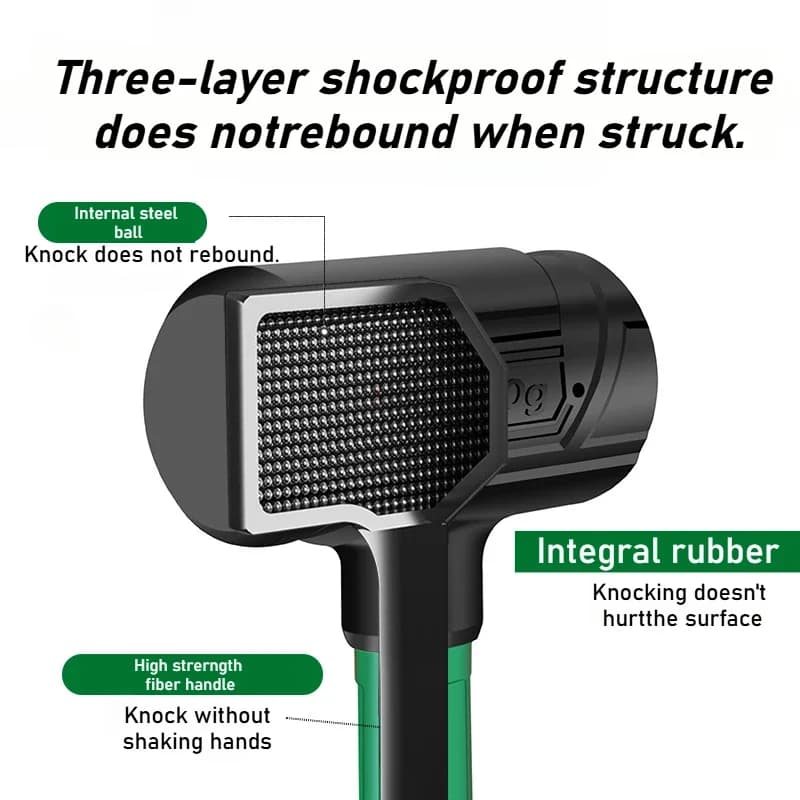 Shockproof Rubber Mallet | Non-Elastic with Built-in Steel Ball | Anti-Slip Woodworking & General Use - Thumbnail 4